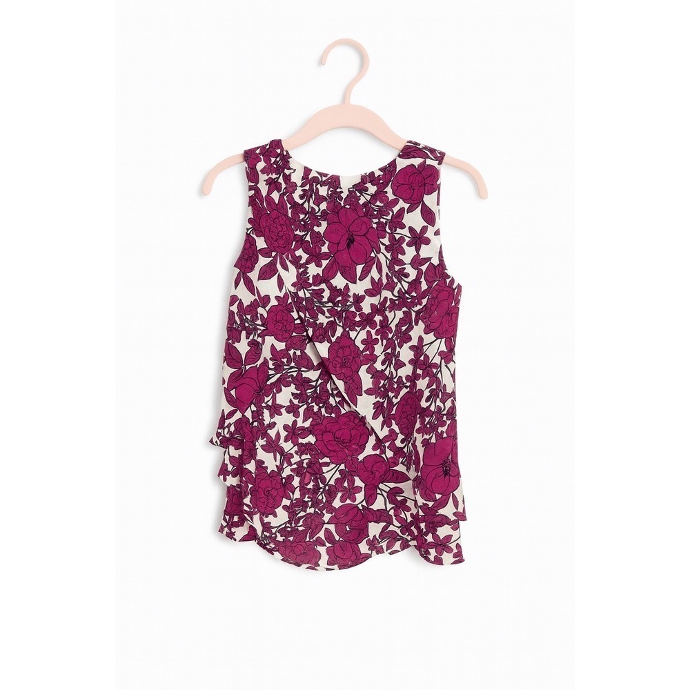 NWT Banana Republic Floral Wrap Front Blouse XS Berry Plum Workwear Preppy